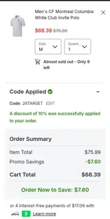 CF Montreal coupon verification screenshot
