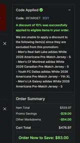 26TARGET coupon verification screenshot