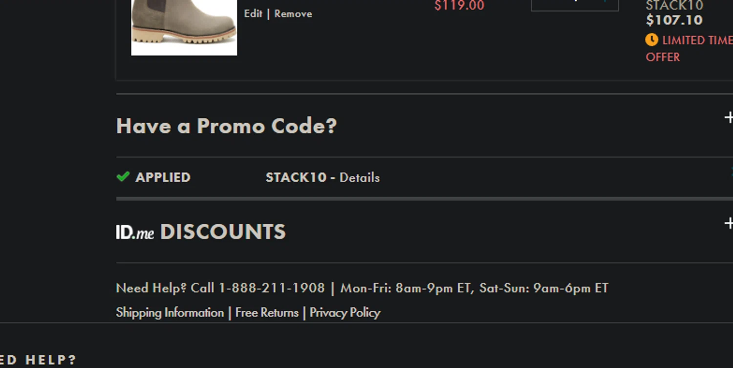 Chaco promo code screenshot showing code STACK10 applied at Chaco checkout page. Uploaded by SimplyCodes community member PedroNavaja on Nov 18, 2025