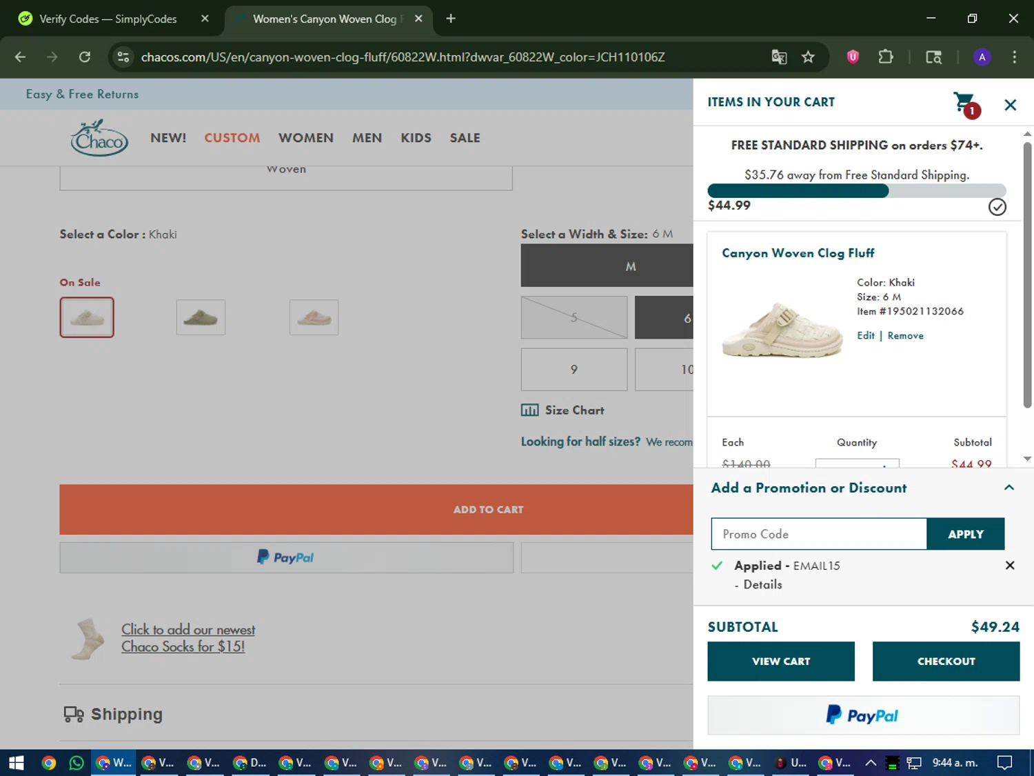 Chaco checkout page showing Chaco promo code box | Screenshot taken by SimplyCodes community member on Jan 4, 2026