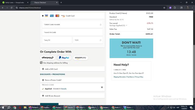 Chaco checkout page showing Chaco promo code box | Screenshot taken by SimplyCodes community member on Sep 5, 2025