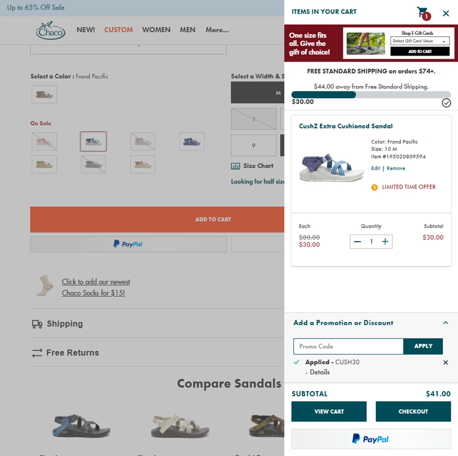 Chaco checkout page showing Chaco promo code box | Screenshot taken by SimplyCodes community member on Dec 20, 2025
