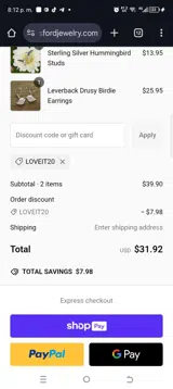 Loveit20 coupon verification screenshot