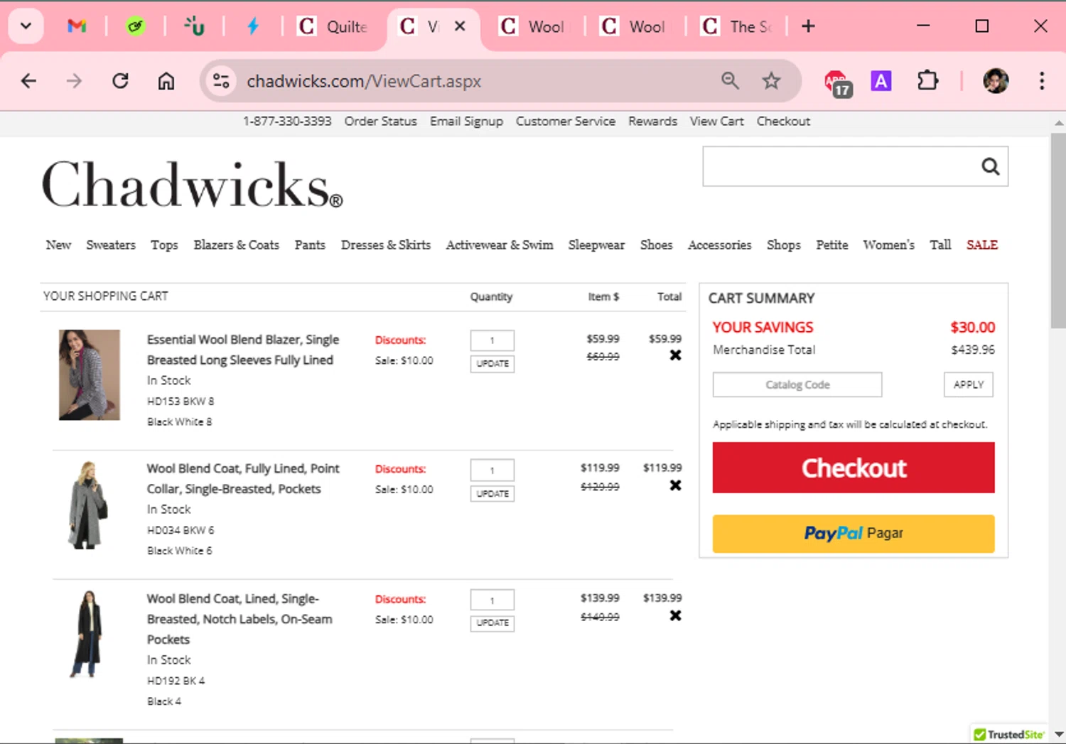 Chadwicks coupon code screenshot showing code CH105632 applied at Chadwicks checkout page. Uploaded by SimplyCodes community member Scarleth_2GGD on Jan 23, 2025
