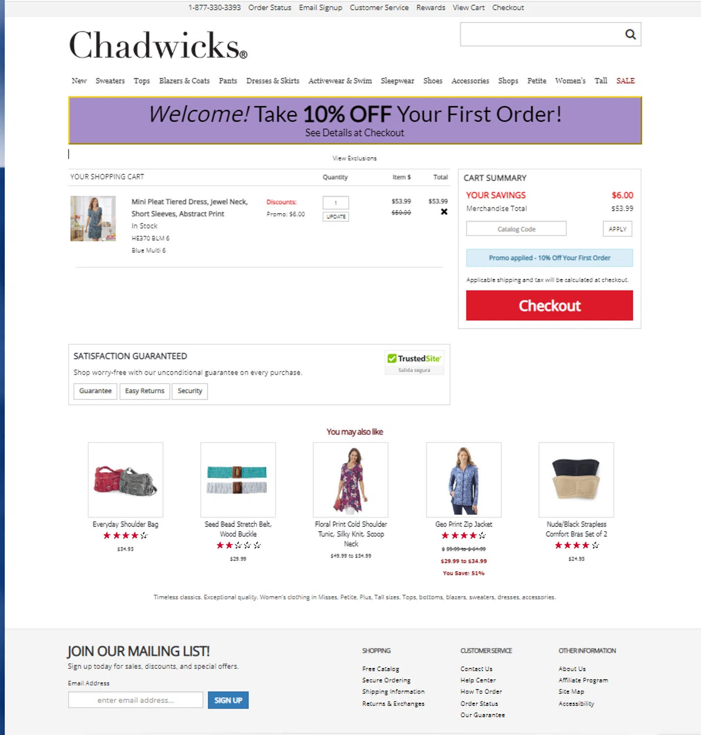 Chadwicks coupon code screenshot showing code Welcome! applied at Chadwicks checkout page. Uploaded by SimplyCodes community member CashSaver3941 on Feb 10, 2025