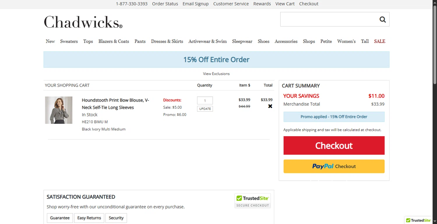 Chadwicks coupon code screenshot showing code HD15TG applied at Chadwicks checkout page. Uploaded by SimplyCodes community member LlonardoLotes on Jun 19, 2025