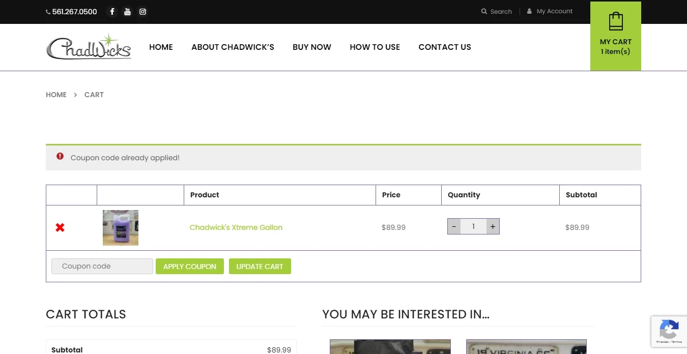 Chadwick's Xtreme checkout page showing Chadwick's Xtreme promo code box | Screenshot taken by SimplyCodes community member on Apr 24, 2021
