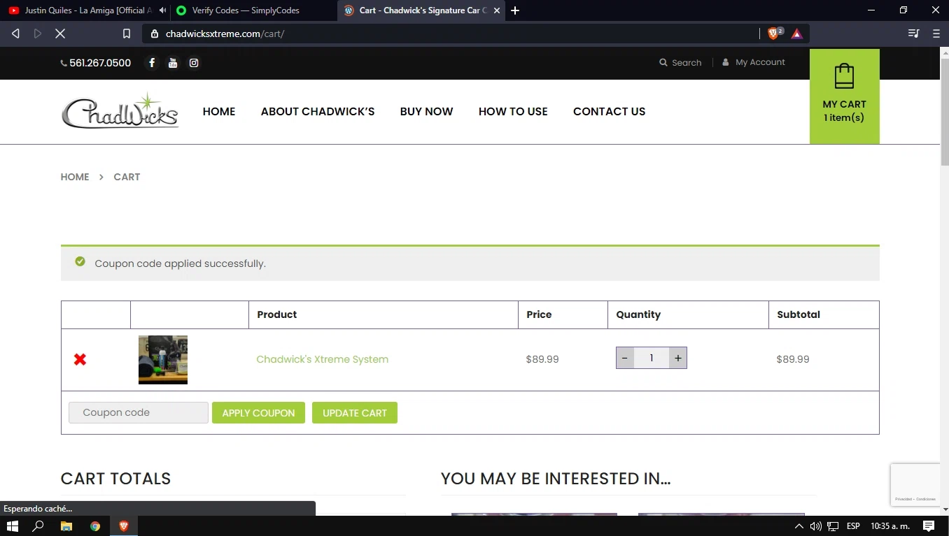 Chadwick's Xtreme checkout page showing Chadwick's Xtreme promo code box | Screenshot taken by SimplyCodes community member on Feb 12, 2021