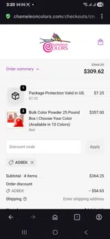 Chameleon Colors coupon verification screenshot