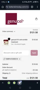 SIMPLYCODES10 coupon verification screenshot