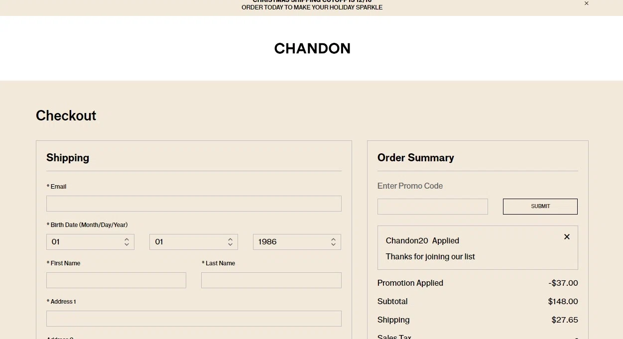 how to use Chandon coupons