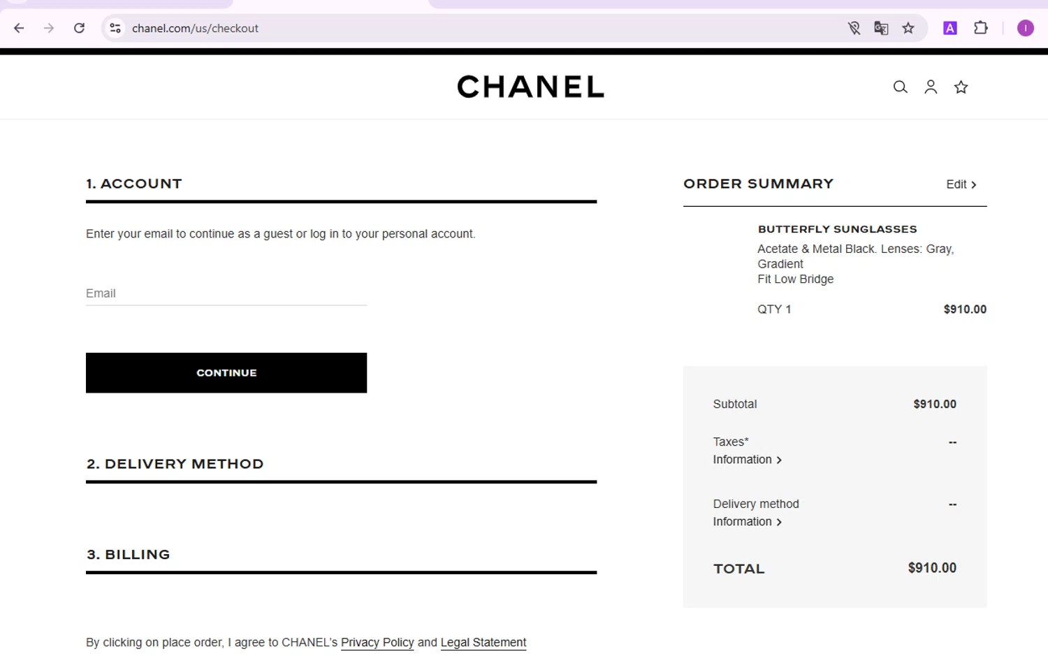 Chanel promo code screenshot showing code Mode22 applied at Chanel checkout page. Uploaded by SimplyCodes community member BudgetElite1200 on Apr 3, 2025