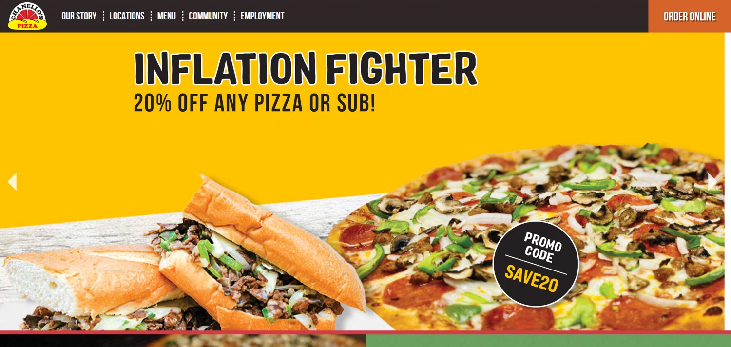 Chanello's Pizza checkout page showing Chanello's Pizza promo code box | Screenshot taken by SimplyCodes community member on Dec 19, 2023