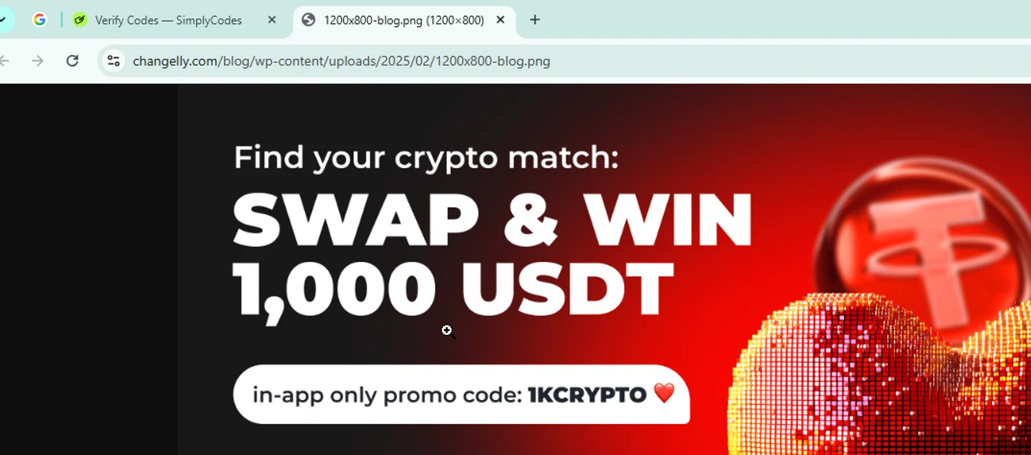 Changelly promo code screenshot showing code 1KCRYPO applied at Changelly checkout page. Uploaded by SimplyCodes community member Logoteam on Oct 10, 2025