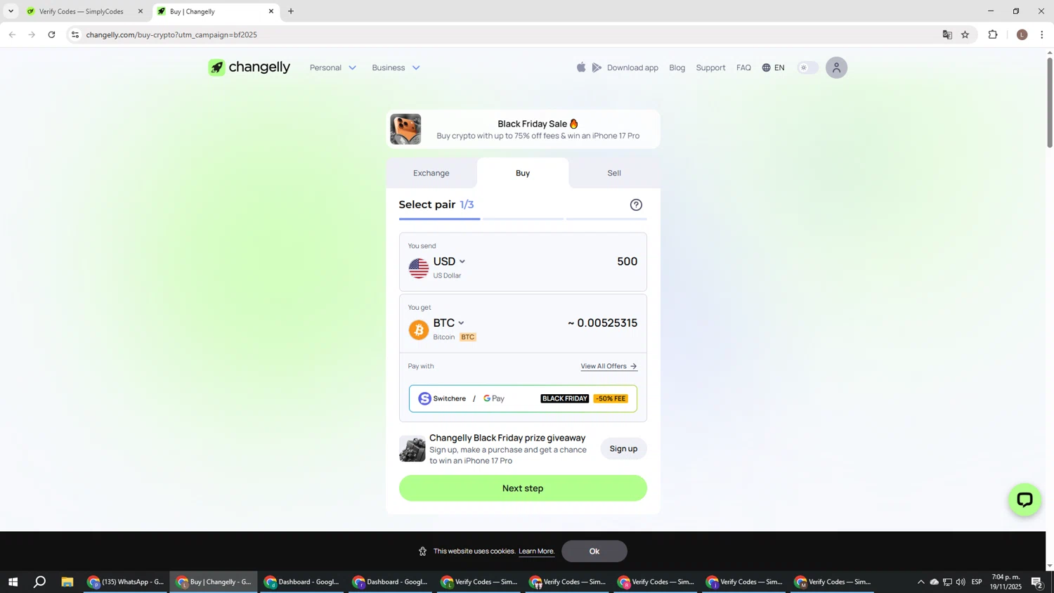 Changelly promo code screenshot showing code BlackFriday applied at Changelly checkout page. Uploaded by SimplyCodes community member BENELLI on Nov 19, 2025