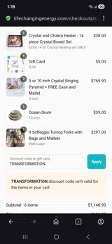 TRANSFORMATION coupon verification screenshot