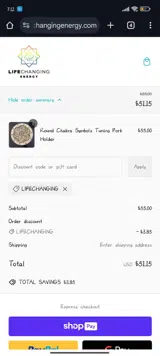 LIFECHANGING coupon verification screenshot