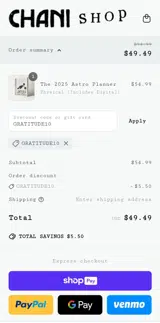 Chani Nicholas coupon verification screenshot