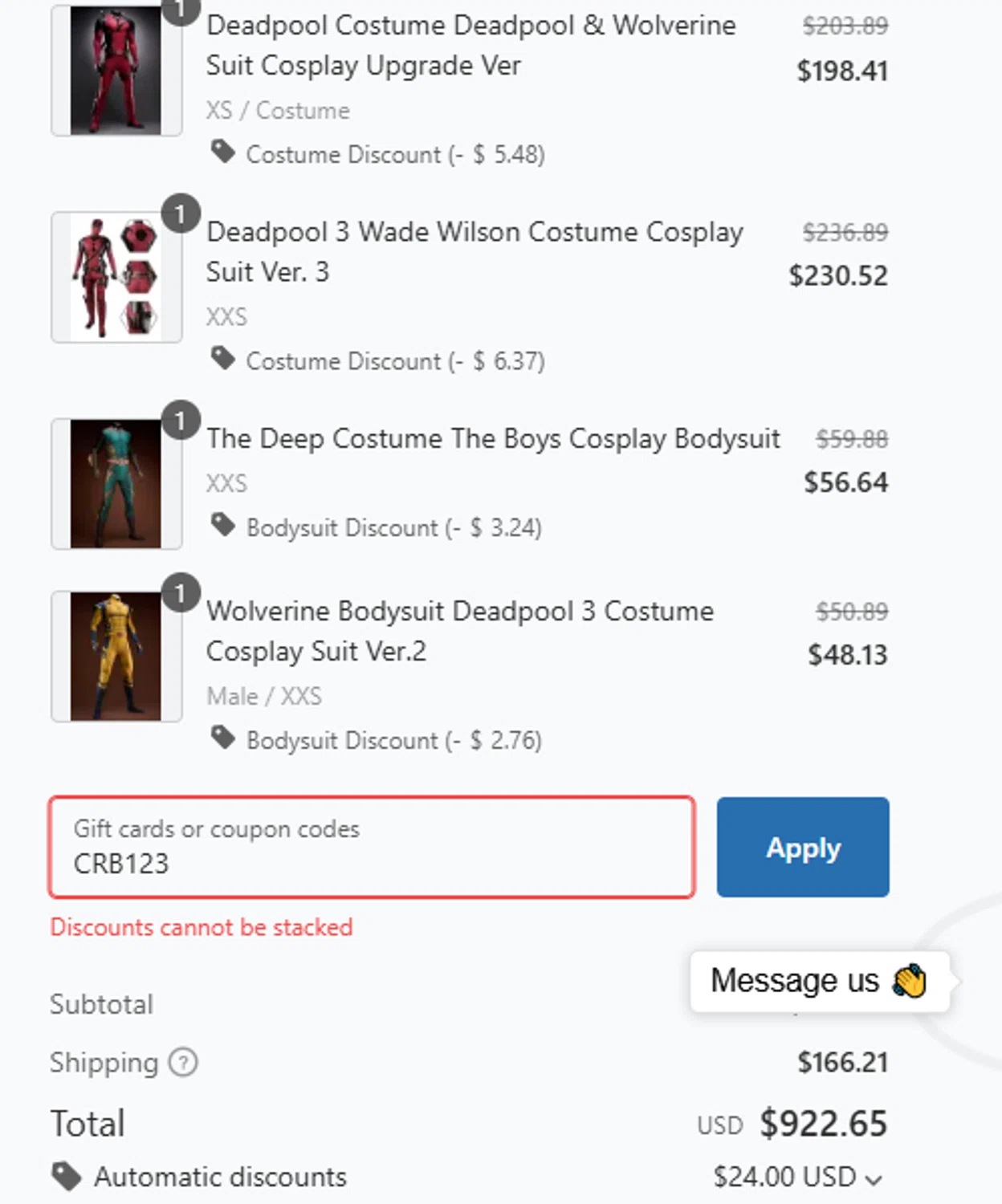 Chaorenbuy promo code screenshot showing code CRB123 applied at Chaorenbuy checkout page. Uploaded by SimplyCodes community member ericramirez on May 9, 2025