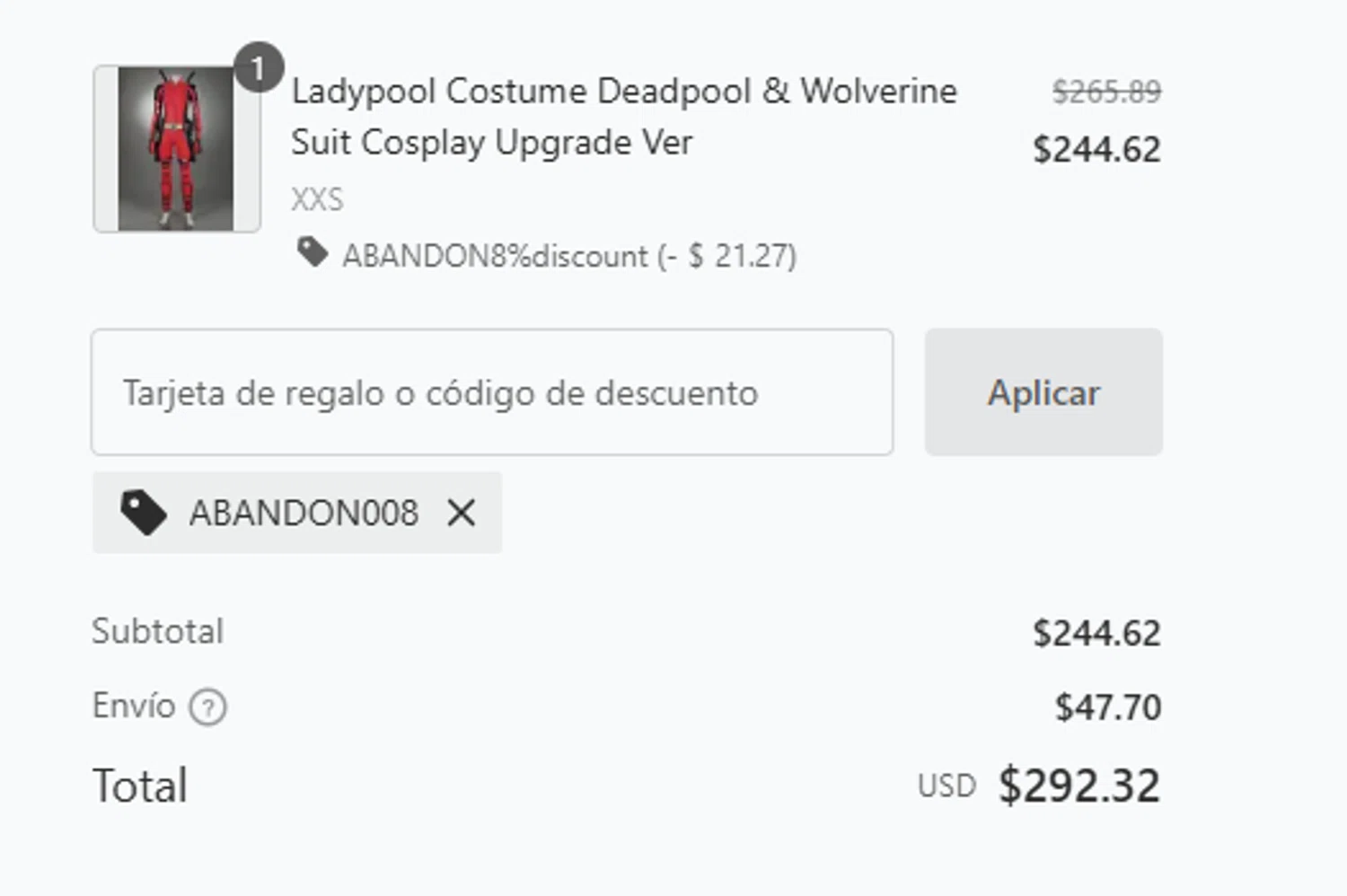 Chaorenbuy promo code screenshot showing code ABANDON008 applied at Chaorenbuy checkout page. Uploaded by SimplyCodes community member steve_jeff on Feb 4, 2025