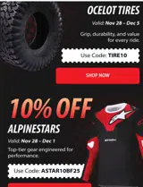 TIRE10 coupon verification screenshot