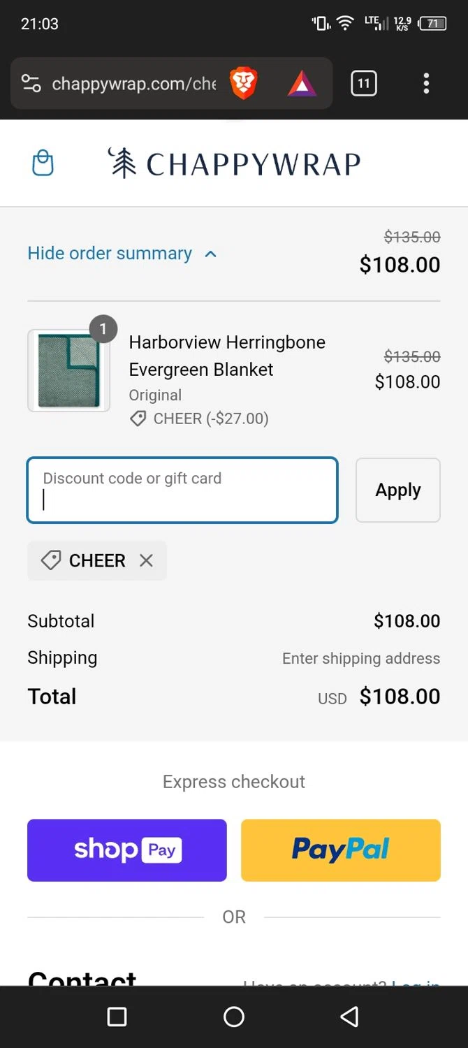 where to use ChappyWrap promo code box
