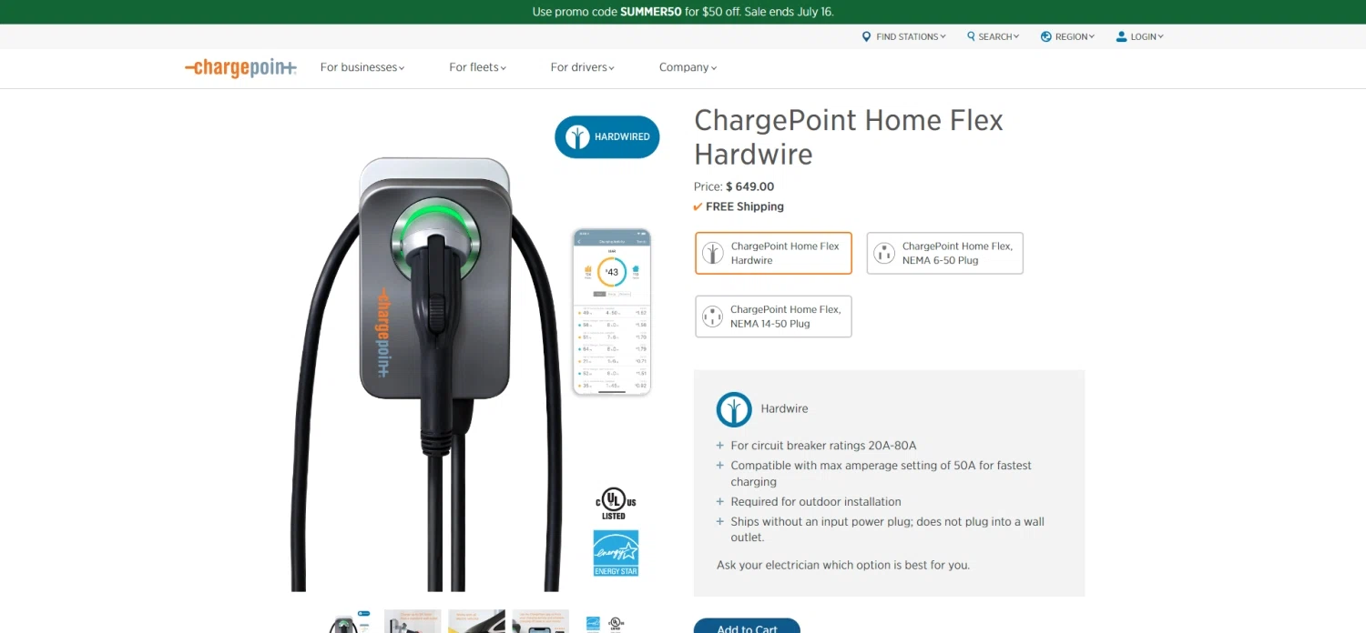 Charge Point checkout page showing Charge Point promo code box | Screenshot taken by SimplyCodes community member on Jun 24, 2023
