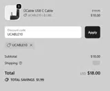UCABLE10 coupon verification screenshot