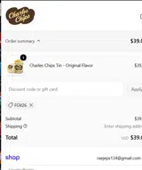 Charles Chips coupon verification screenshot