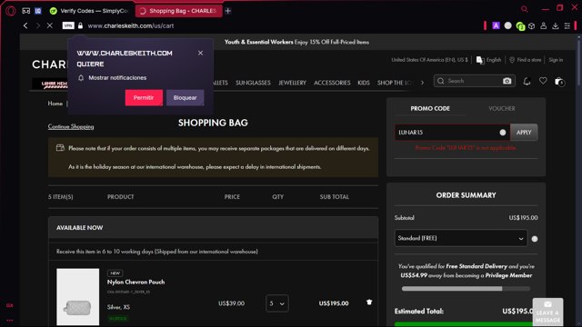 Charles & Keith checkout page showing Charles & Keith promo code box | Screenshot taken by SimplyCodes community member on Feb 2, 2025