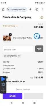 OFFERWAVE coupon verification screenshot