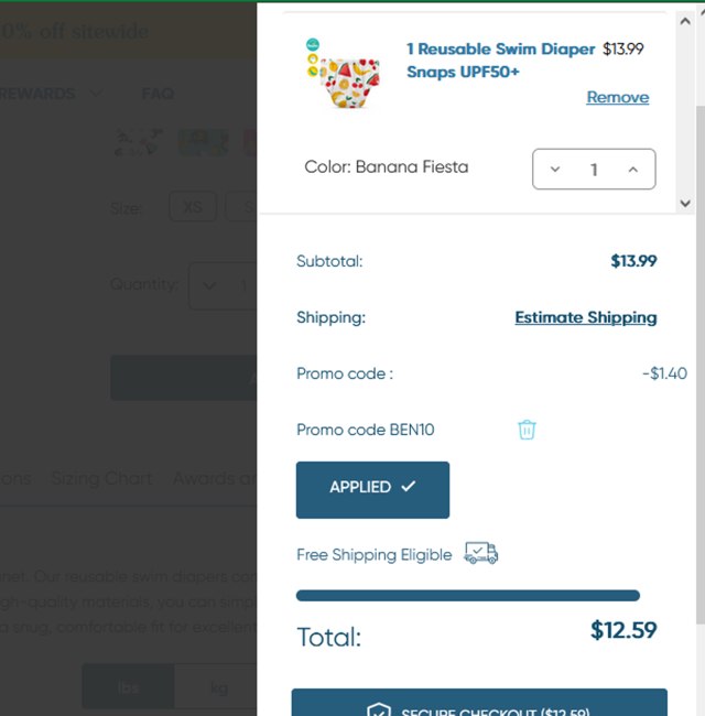 Charlie Banana checkout page showing Charlie Banana promo code box | Screenshot taken by SimplyCodes community member on May 28, 2025