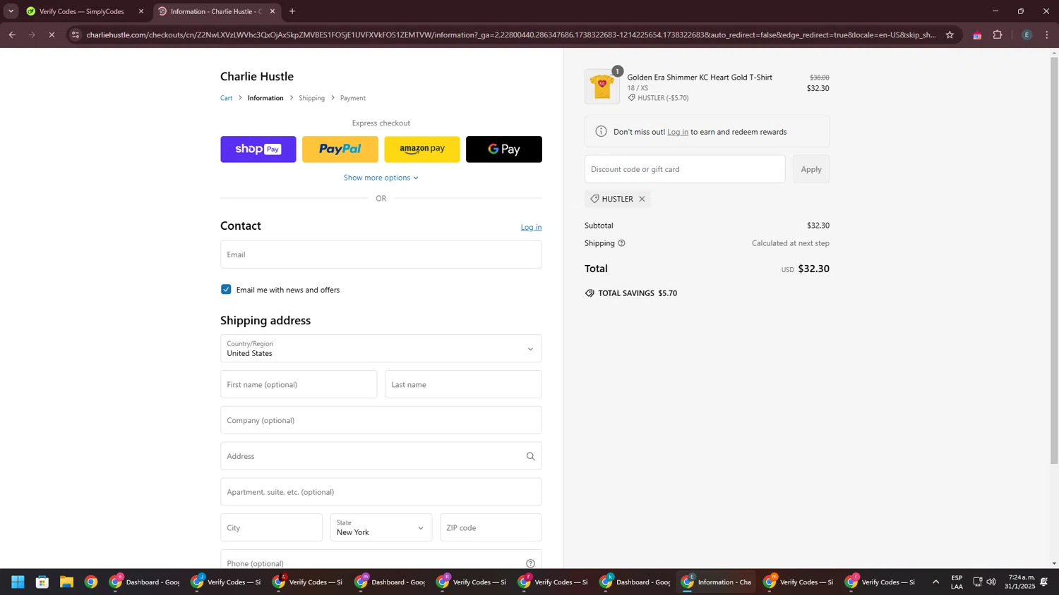 Charlie Hustle discount code screenshot showing code HUSTLER applied at Charlie Hustle checkout page. Uploaded by SimplyCodes community member GloriousPioneer2942 on Jan 31, 2025