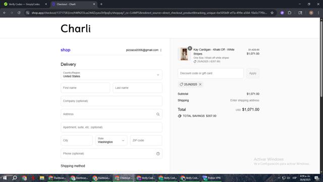 Charli UK checkout page showing Charli UK promo code box | Screenshot taken by SimplyCodes community member on Aug 30, 2025