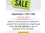 SIDEWALK coupon verification screenshot