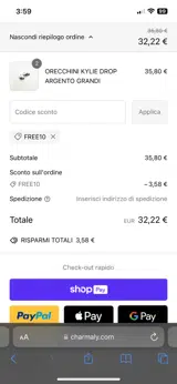 FREE10 coupon verification screenshot
