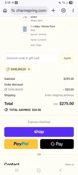 Charmspring coupon verification screenshot