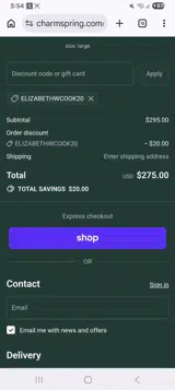 Charmspring coupon verification screenshot