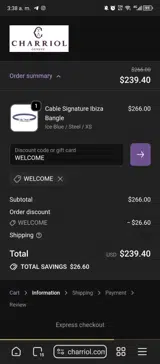 WELCOME coupon verification screenshot