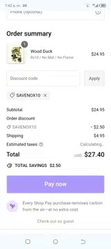 SAVENOX10 coupon verification screenshot