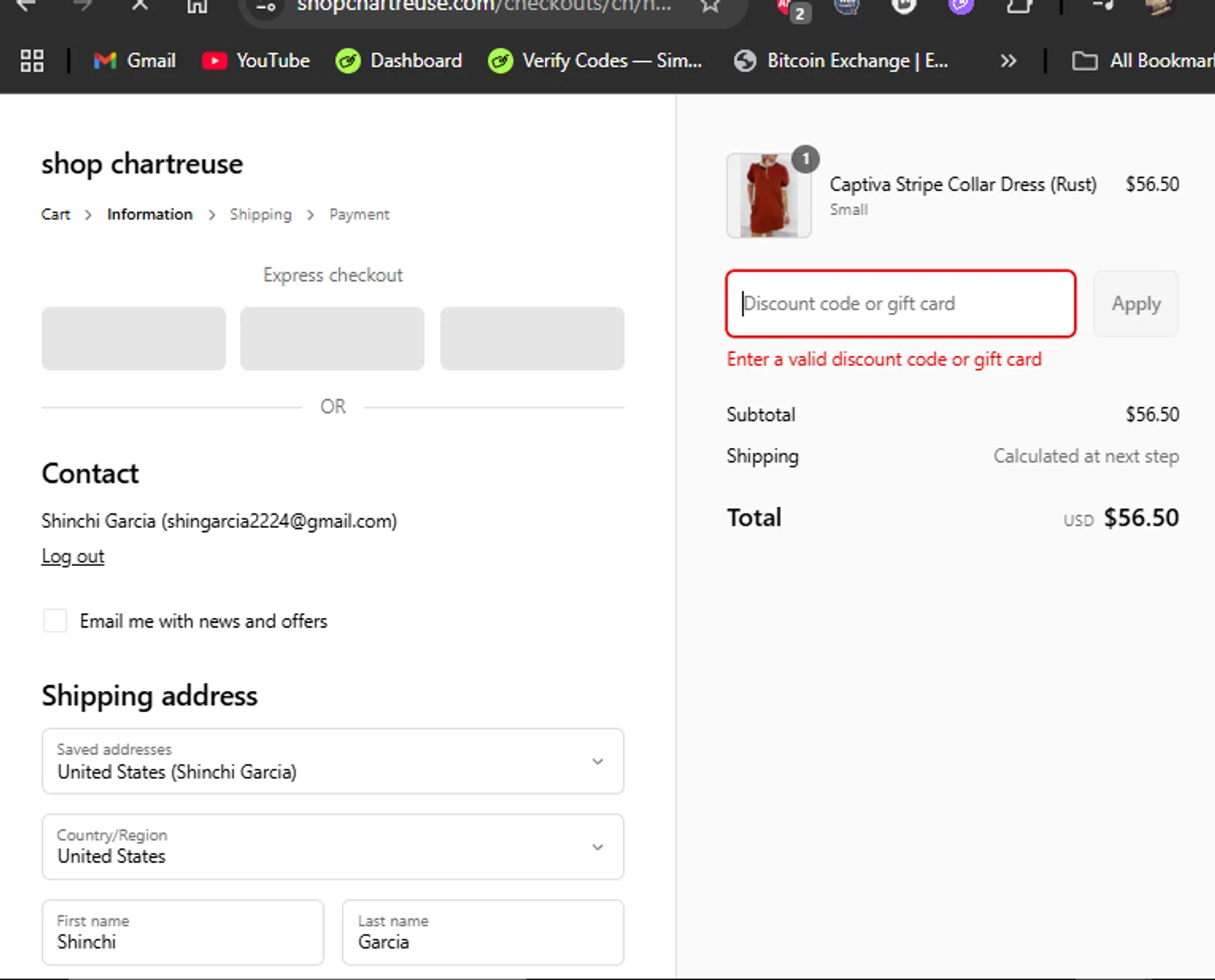 Chartreuse Boutique promo code screenshot showing code VIP applied at Chartreuse Boutique checkout page. Uploaded by SimplyCodes community member LiShang on Aug 5, 2025