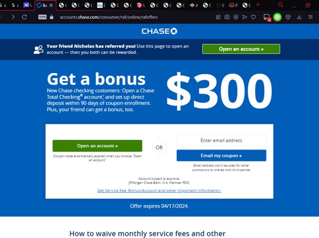 Chase.com checkout page showing Chase.com coupon code box | Screenshot taken by SimplyCodes community member on Jan 22, 2024
