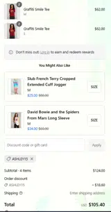 ASHLEY15 coupon verification screenshot