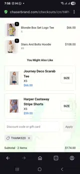 Thanks20 coupon verification screenshot
