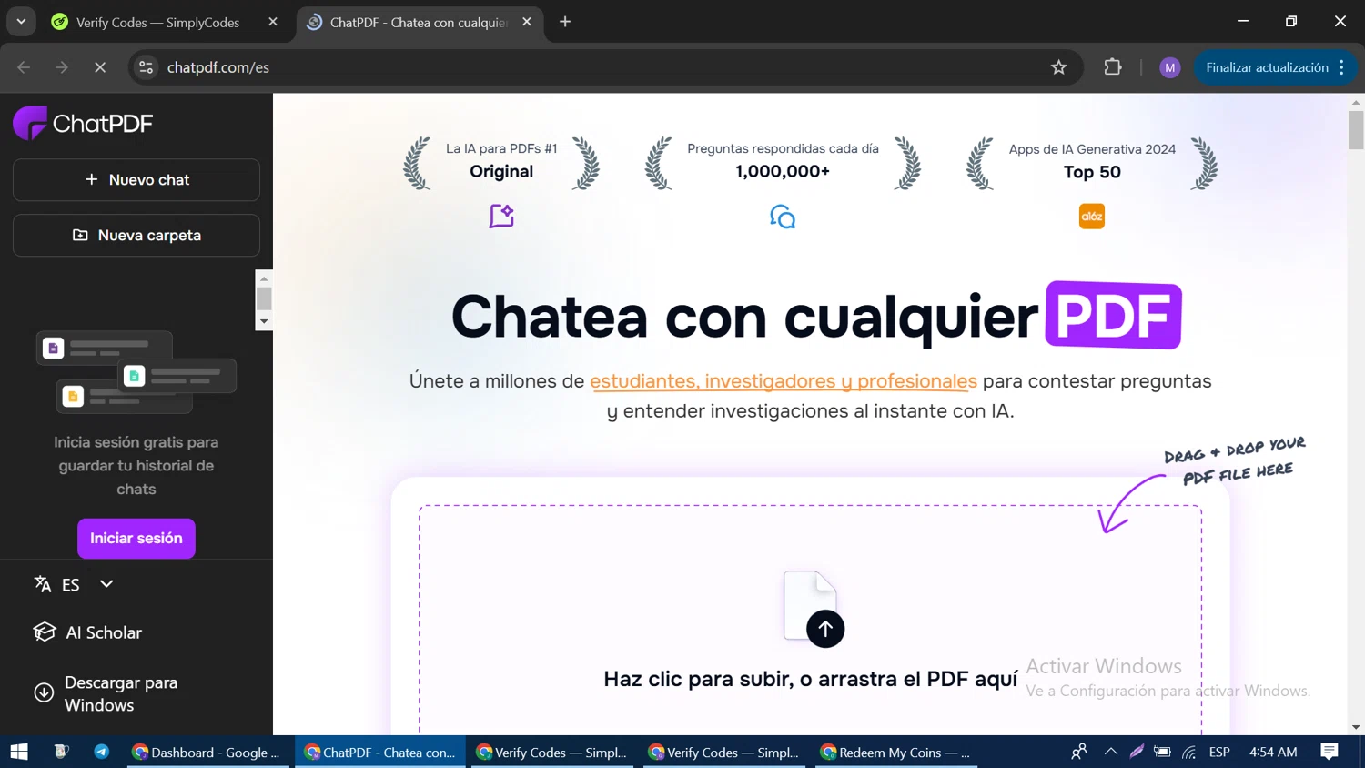 ChatPDF promo code screenshot showing code X2LEGGCE applied at ChatPDF checkout page. Uploaded by SimplyCodes community member CodeLegend9632 on Jan 24, 2025