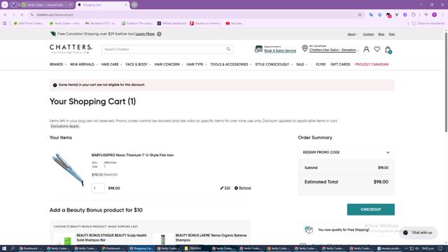 Chatters checkout page showing Chatters coupon code box | Screenshot taken by SimplyCodes community member on Aug 18, 2025