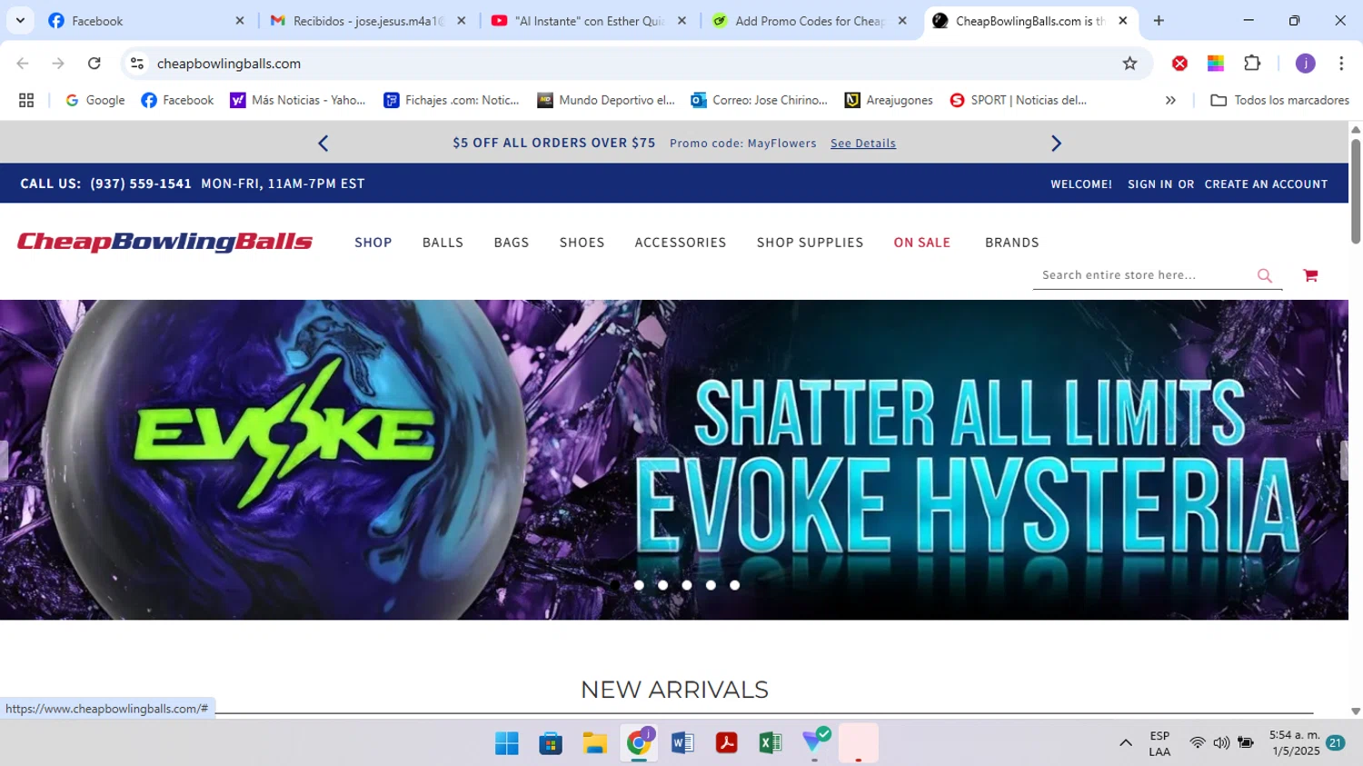 CheapBowlingBalls.com promo code screenshot showing code mayflowers applied at CheapBowlingBalls.com checkout page. Uploaded by SimplyCodes community member juanjose on May 1, 2025