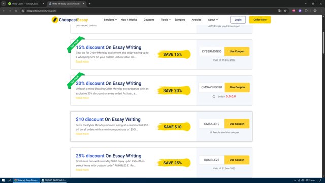 Cheapest Essay checkout page showing Cheapest Essay promo code box | Screenshot taken by SimplyCodes community member on Jul 1, 2025