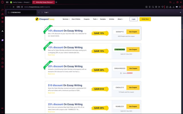 Cheapest Essay checkout page showing Cheapest Essay promo code box | Screenshot taken by SimplyCodes community member on Jun 18, 2025