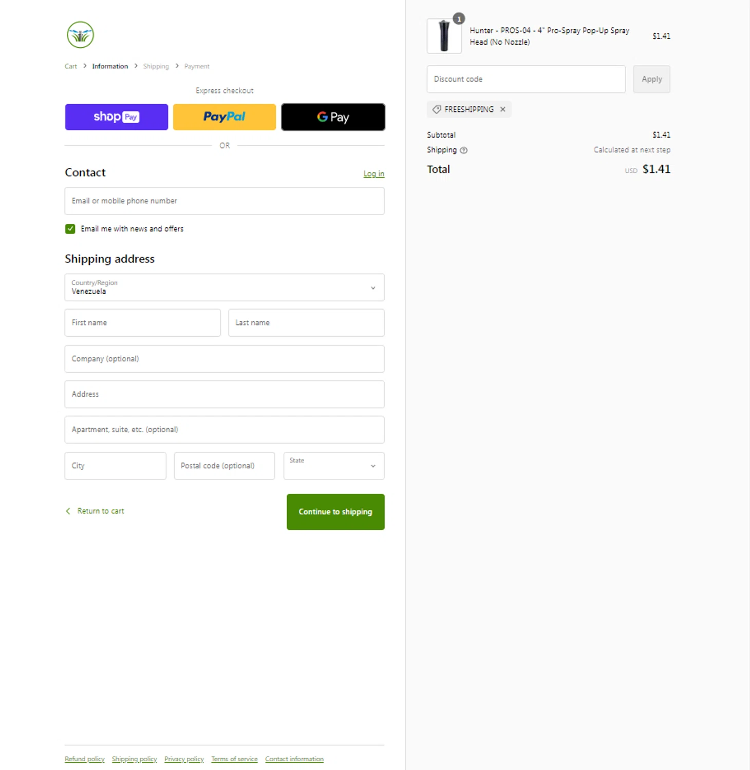 Cheap Sprinklers checkout page showing Cheap Sprinklers discount code box | Screenshot taken by SimplyCodes community member on Jul 5, 2024